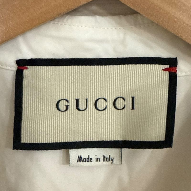 Gucci Cubic Sleeve Open Collar Embroidered Blouse Shirt Size 42 White Ladies