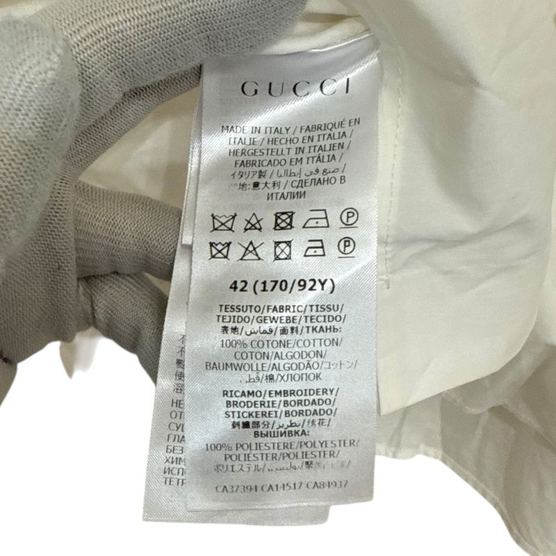 Gucci Cubic Sleeve Open Collar Embroidered Blouse Shirt Size 42 White Ladies