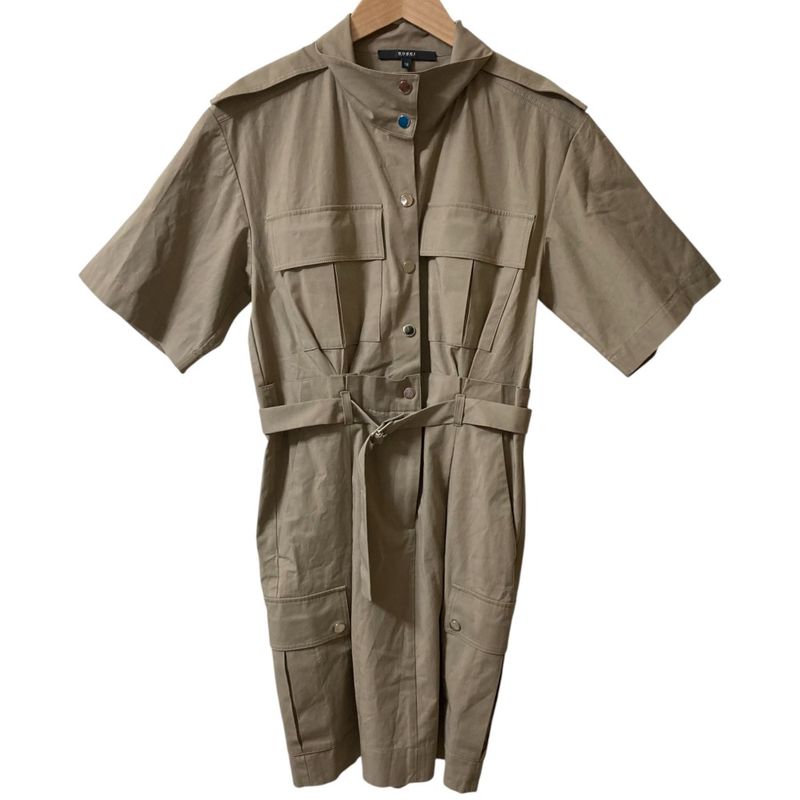 Good Gucci Belted Safari Dress Size 38 Gray Ladies Used