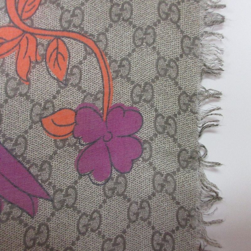 Good Gucci Jubilee Print Modal Silk Large Scarf Shawl Beige Multicolor Men's