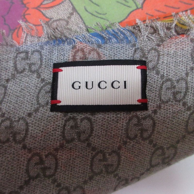 Good Gucci Jubilee Print Modal Silk Large Scarf Shawl Beige Multicolor Men's