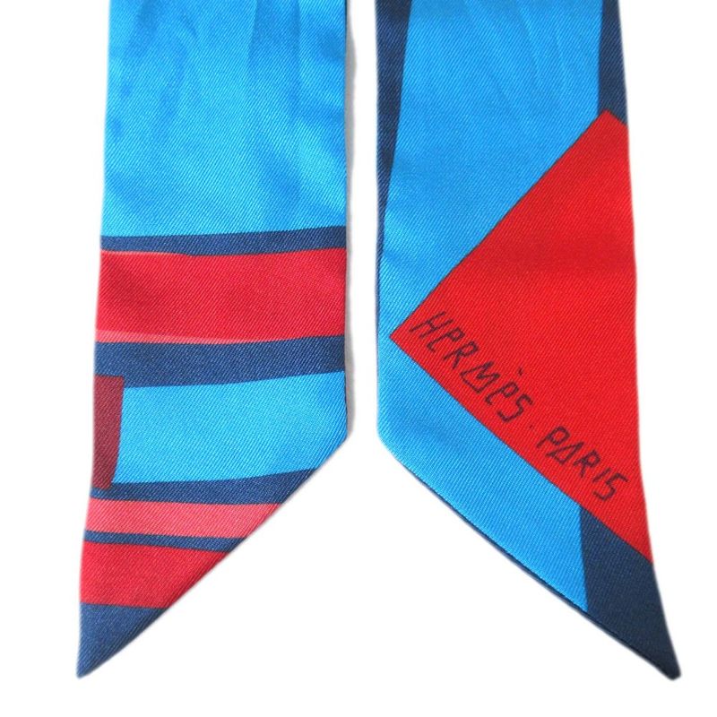 Hermes Sea Surf and Fun Sea and Surf and Fun Silk Twilly Scarf Multicolor