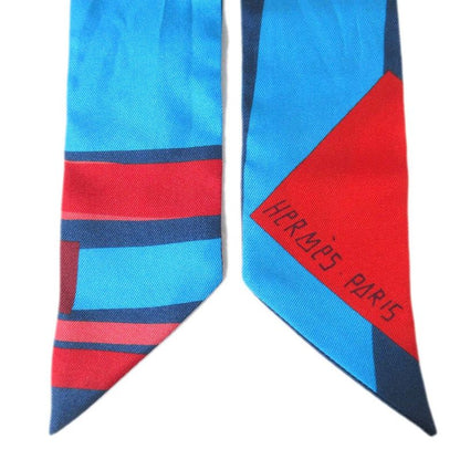 Hermes Sea Surf and Fun Sea and Surf and Fun Silk Twilly Scarf Multicolor
