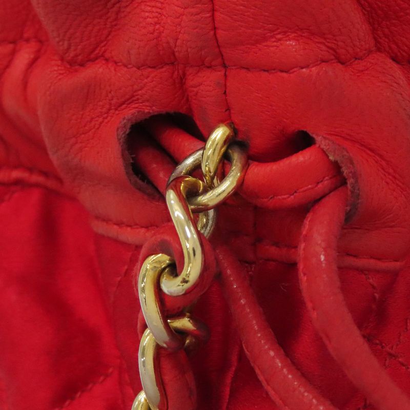 Chanel Drawstring Shoulder Matelasse Gold Hardware Shoulder Bag Satin Women