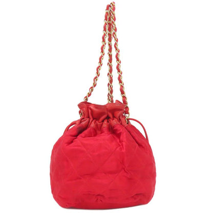 Chanel Drawstring Shoulder Matelasse Gold Hardware Shoulder Bag Satin Women