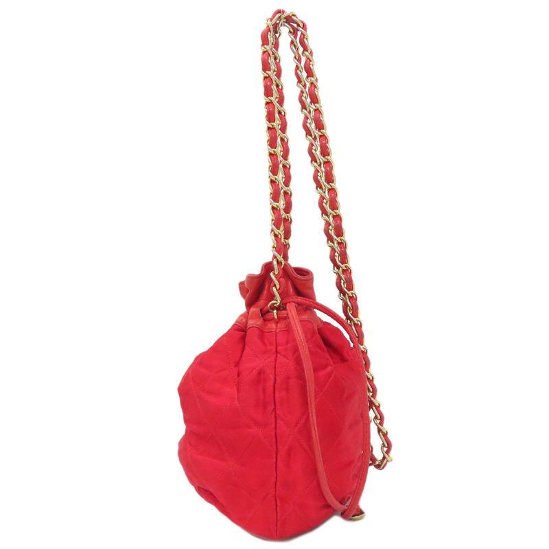 Chanel Drawstring Shoulder Matelasse Gold Hardware Shoulder Bag Satin Women