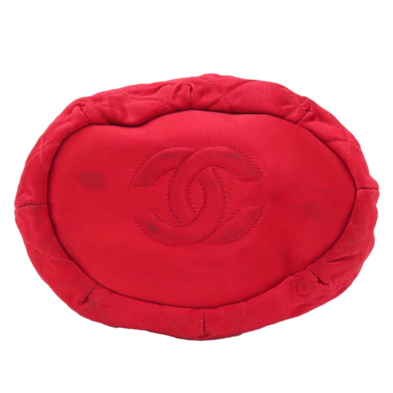 Chanel Drawstring Shoulder Matelasse Gold Hardware Shoulder Bag Satin Women