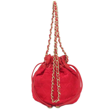 Chanel Drawstring Shoulder Matelasse Gold Hardware Shoulder Bag Satin Women