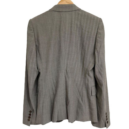 Gucci Herringbone Stretch Single Tailored Jacket Size 44 Gray Ladies Used
