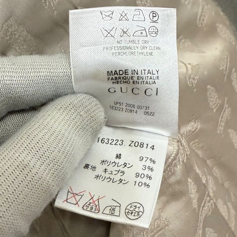 Gucci Herringbone Stretch Single Tailored Jacket Size 44 Gray Ladies Used