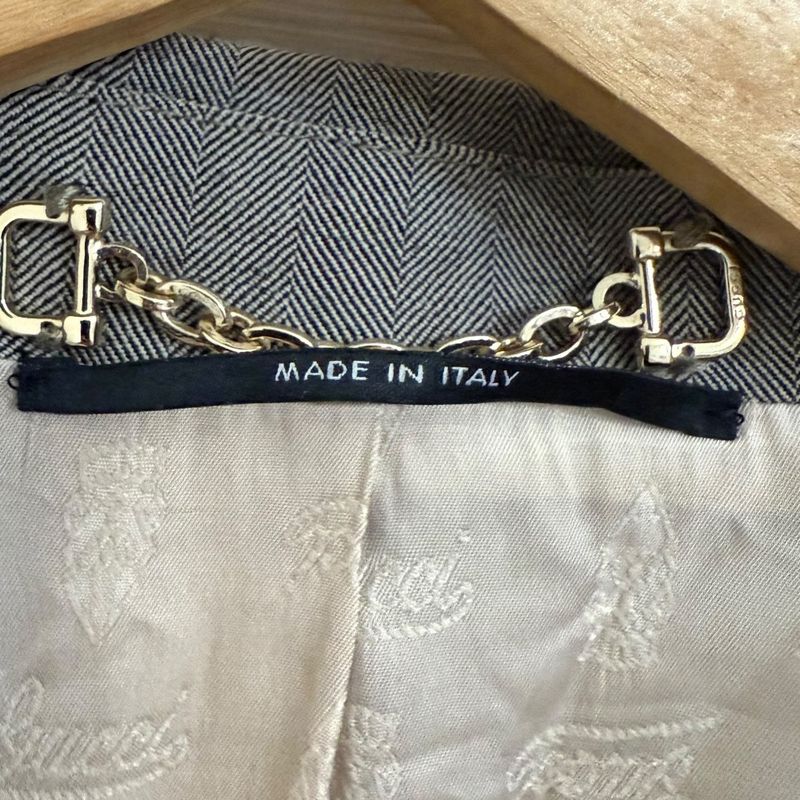 Gucci Herringbone Stretch Single Tailored Jacket Size 44 Gray Ladies Used