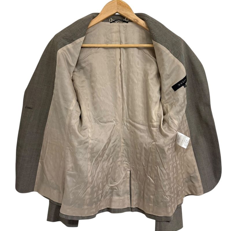 Gucci Herringbone Stretch Single Tailored Jacket Size 44 Gray Ladies Used