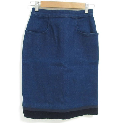 Chanel Denim Skirt Size 38 Indigo Ladies Secondhand Used