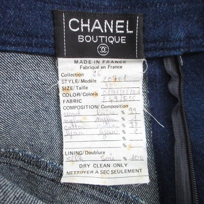 Chanel Denim Skirt Size 38 Indigo Ladies Secondhand Used