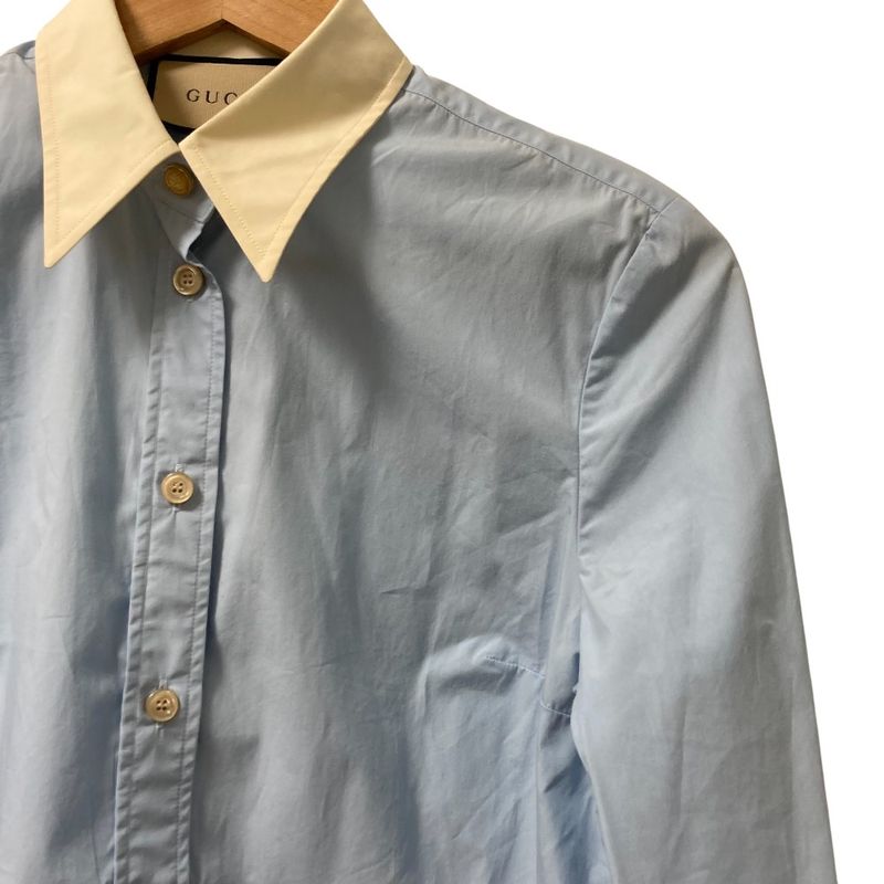 Good Gucci Popeline Shirt Cles Rick Shirt 686545 Size 40 Light Blue Women's Used