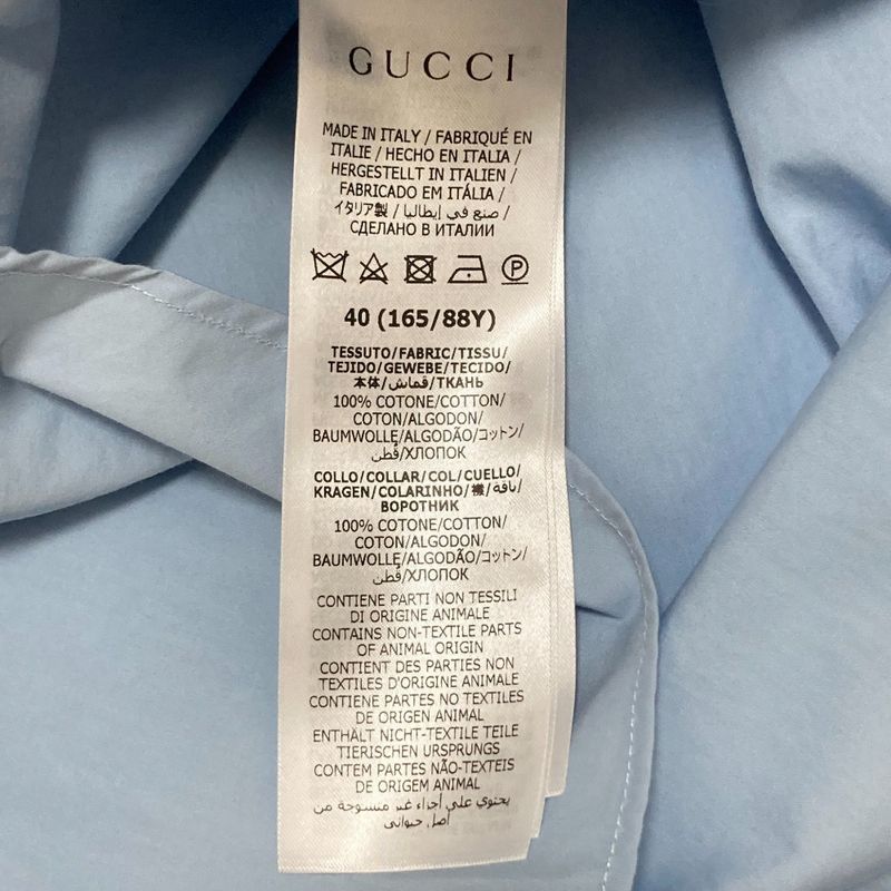 Good Gucci Popeline Shirt Cles Rick Shirt 686545 Size 40 Light Blue Women's Used