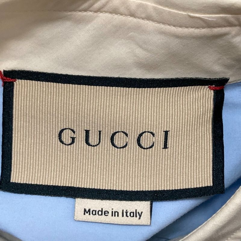 Good Gucci Popeline Shirt Cles Rick Shirt 686545 Size 40 Light Blue Women's Used