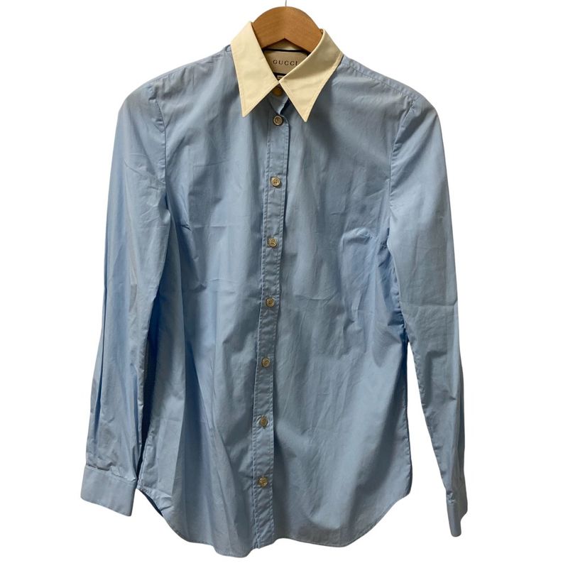 Good Gucci Popeline Shirt Cles Rick Shirt 686545 Size 40 Light Blue Women's Used