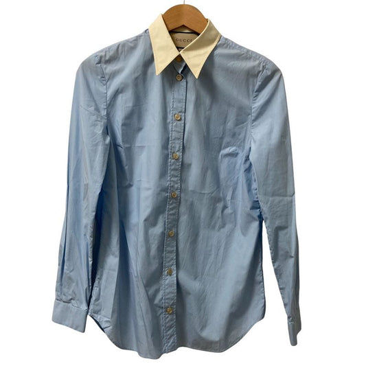 Good Gucci Popeline Shirt Cles Rick Shirt 686545 Size 40 Light Blue Women's Used