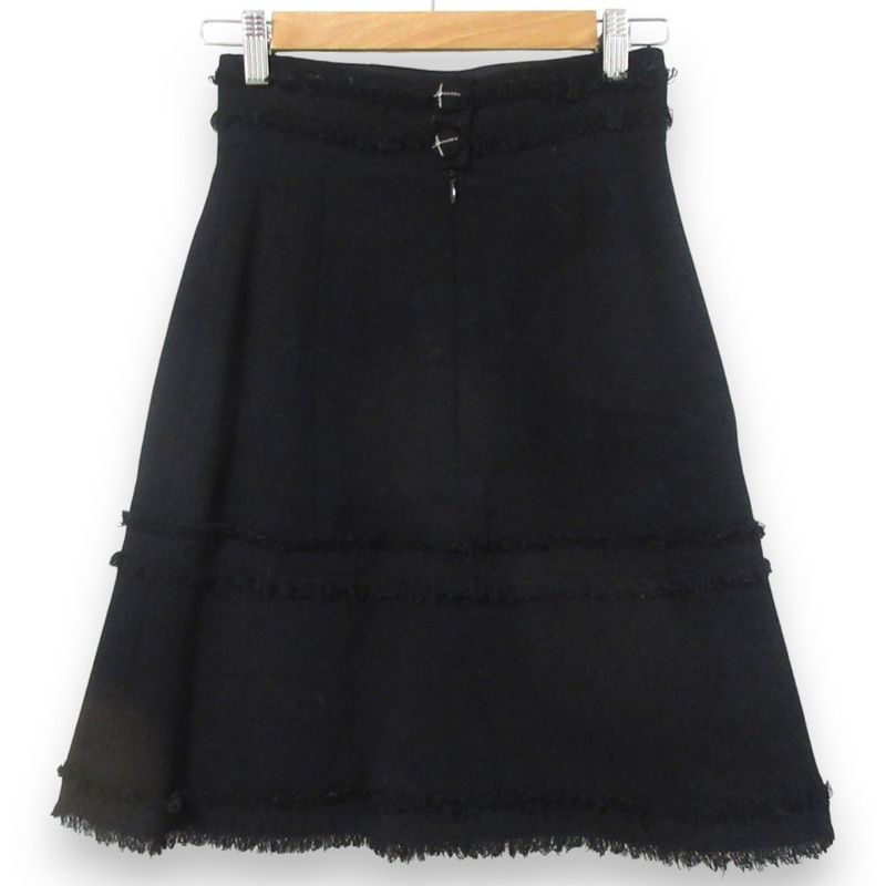 Chanel 07a Coco Mark Tweed Skirt P31951 Size 36 Black Ladies Used