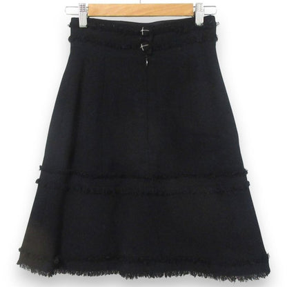 Chanel 07a Coco Mark Tweed Skirt P31951 Size 36 Black Ladies Used