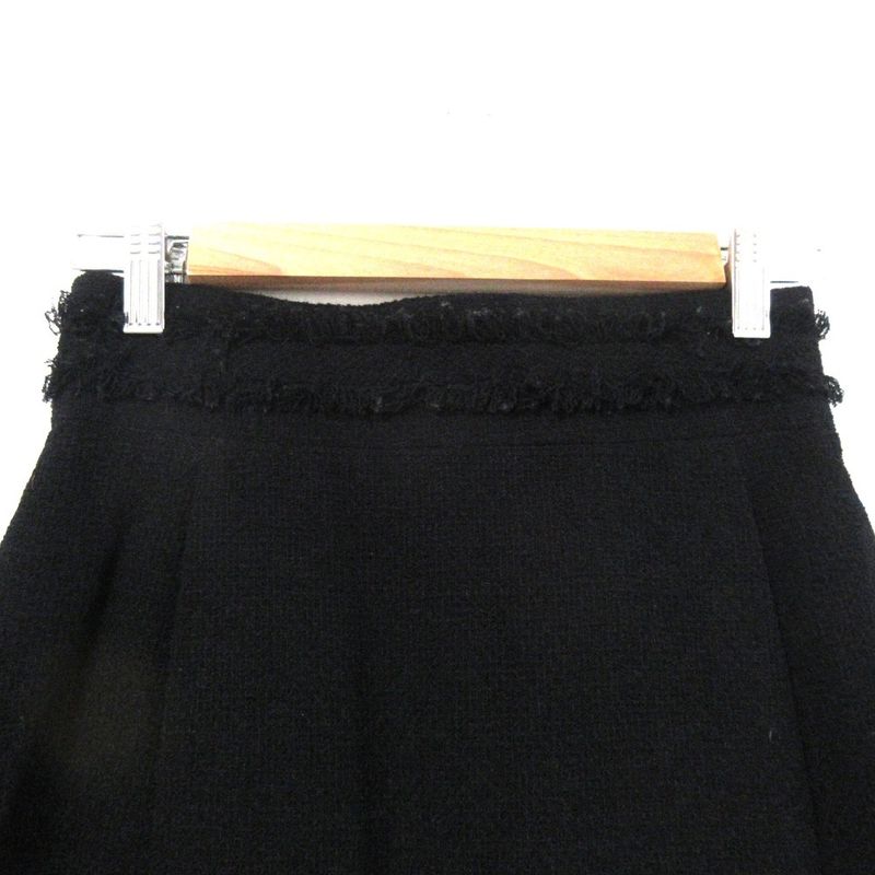 Chanel 07a Coco Mark Tweed Skirt P31951 Size 36 Black Ladies Used