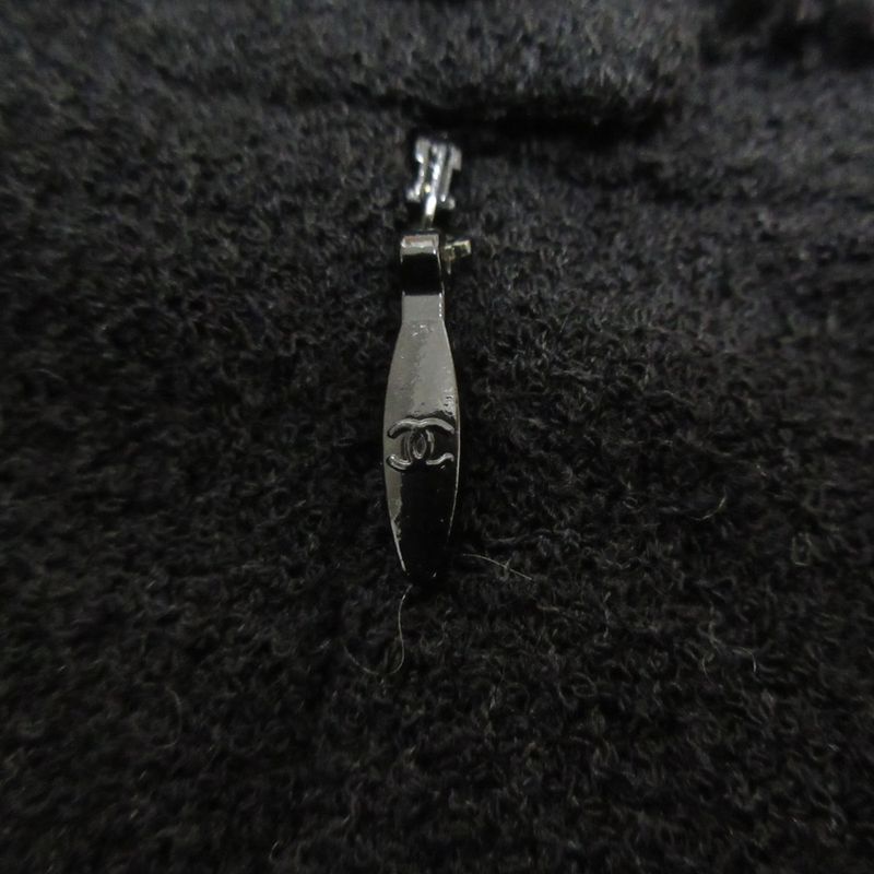 Chanel 07a Coco Mark Tweed Skirt P31951 Size 36 Black Ladies Used