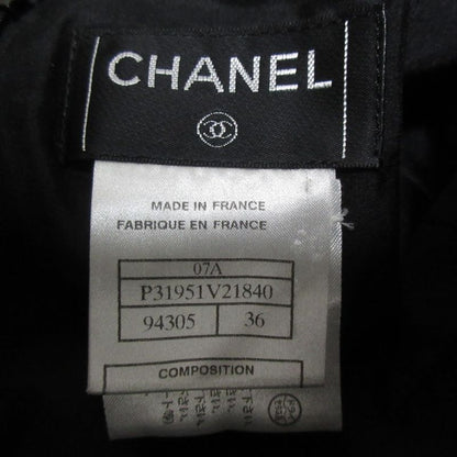 Chanel 07a Coco Mark Tweed Skirt P31951 Size 36 Black Ladies Used