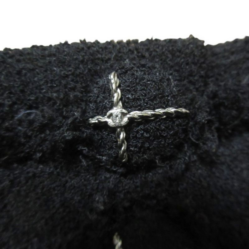 Chanel 07a Coco Mark Tweed Skirt P31951 Size 36 Black Ladies Used