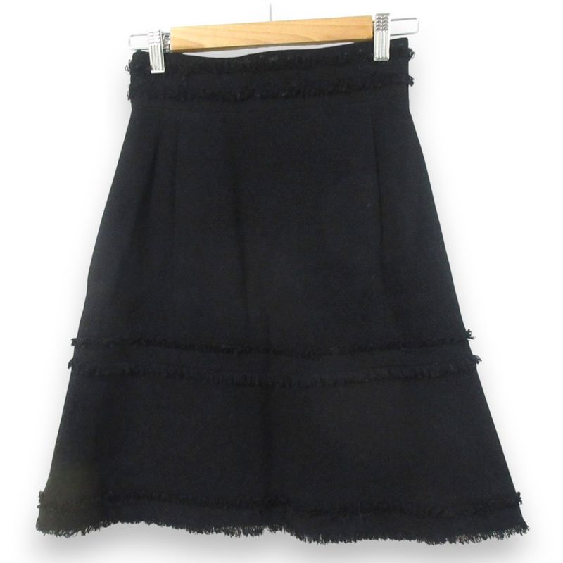 Chanel 07a Coco Mark Tweed Skirt P31951 Size 36 Black Ladies Used