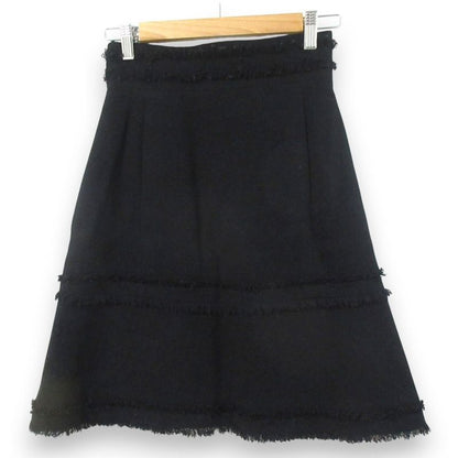 Chanel 07a Coco Mark Tweed Skirt P31951 Size 36 Black Ladies Used