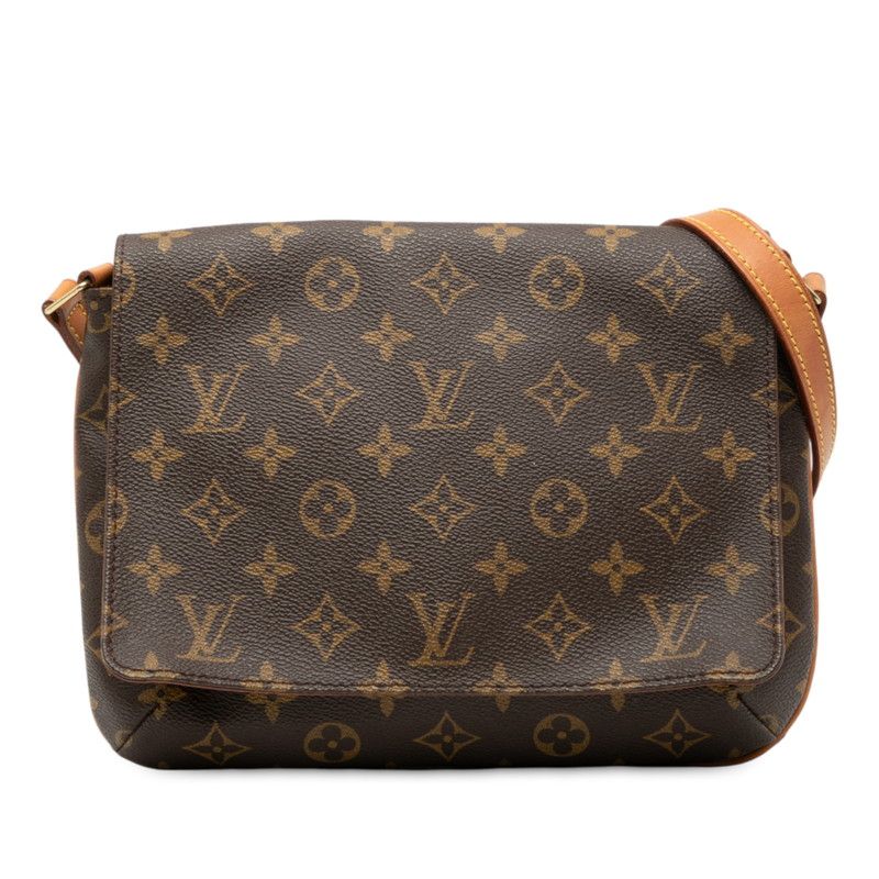 Louis Vuitton Monogram Musette Tango Short M51257 Brown PVC Leather Women Louis