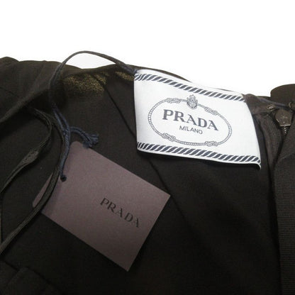 Unused Prada Ruffle Design Stretch Sleeveless Dress P396u Size 38 Black Women's