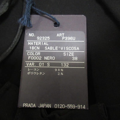 Unused Prada Ruffle Design Stretch Sleeveless Dress P396u Size 38 Black Women's