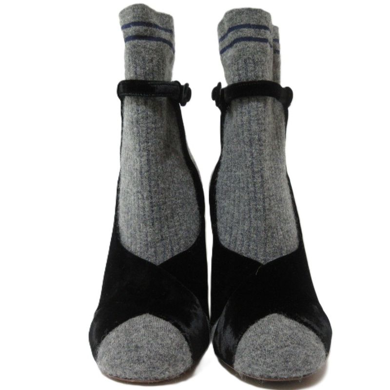 Fendi Rockoko Rococo Knit Velour Sock Boots Short Boots Size 36 Approx 23cm