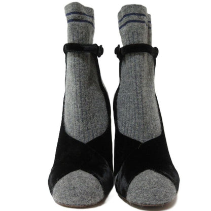Fendi Rockoko Rococo Knit Velour Sock Boots Short Boots Size 36 Approx 23cm