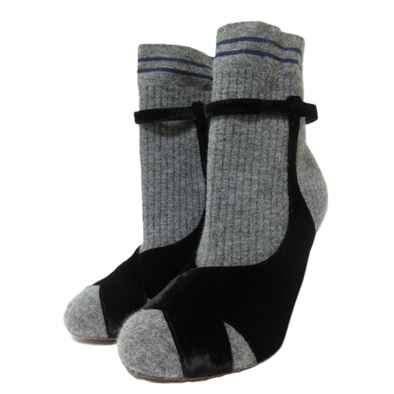 Fendi Rockoko Rococo Knit Velour Sock Boots Short Boots Size 36 Approx 23cm