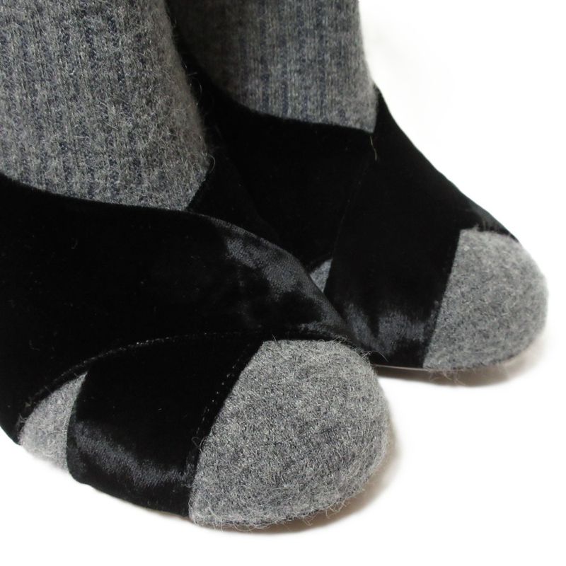 Fendi Rockoko Rococo Knit Velour Sock Boots Short Boots Size 36 Approx 23cm