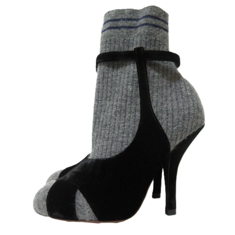 Fendi Rockoko Rococo Knit Velour Sock Boots Short Boots Size 36 Approx 23cm