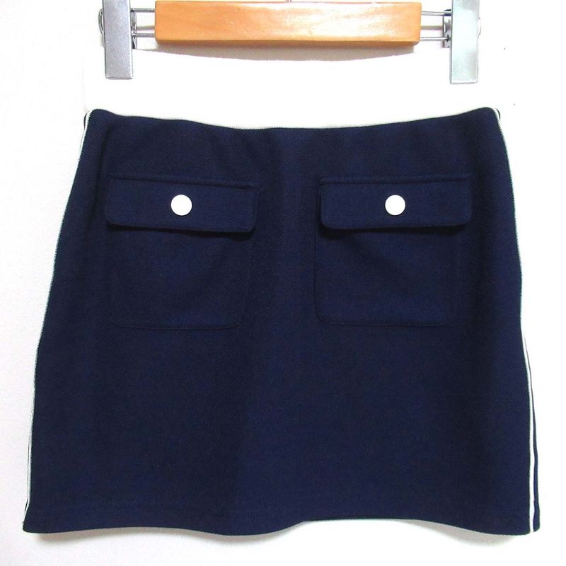 Celine Easy Waist Sideline Knit Miniskirt 2z479186v XS Size Navy And Off White