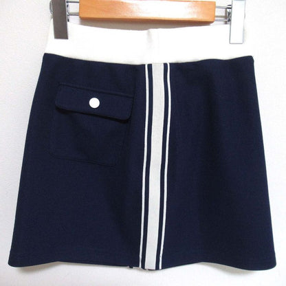 Celine Easy Waist Sideline Knit Miniskirt 2z479186v XS Size Navy And Off White