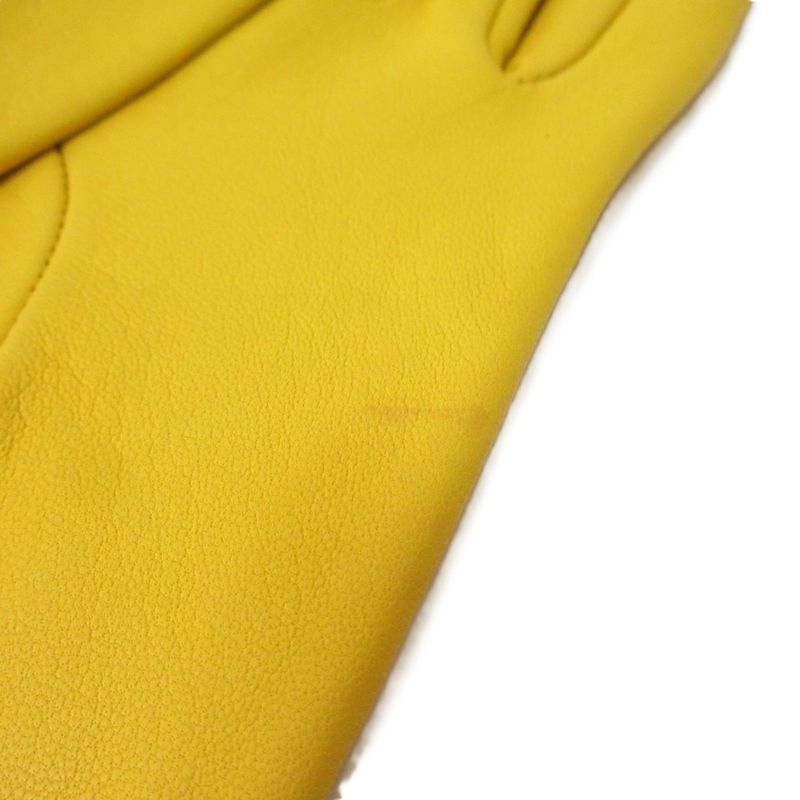 Hermes Twill Raine Silk Lambskin Gloves 7 Yellow X Multicolor Women's Used