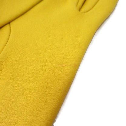 Hermes Twill Raine Silk Lambskin Gloves 7 Yellow X Multicolor Women's Used