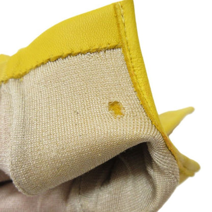 Hermes Twill Raine Silk Lambskin Gloves 7 Yellow X Multicolor Women's Used