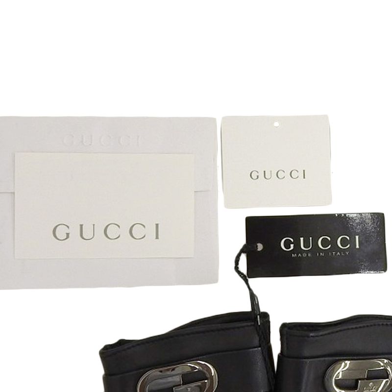 Unused Deadstock Gucci Tom Ford Period Logo Hardware Leather Gloves 7 Black