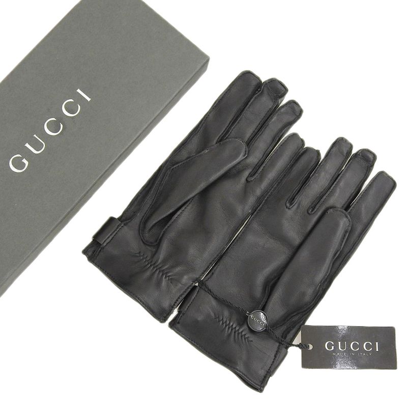 Unused Deadstock Gucci Tom Ford Period Logo Hardware Leather Gloves 7 Black