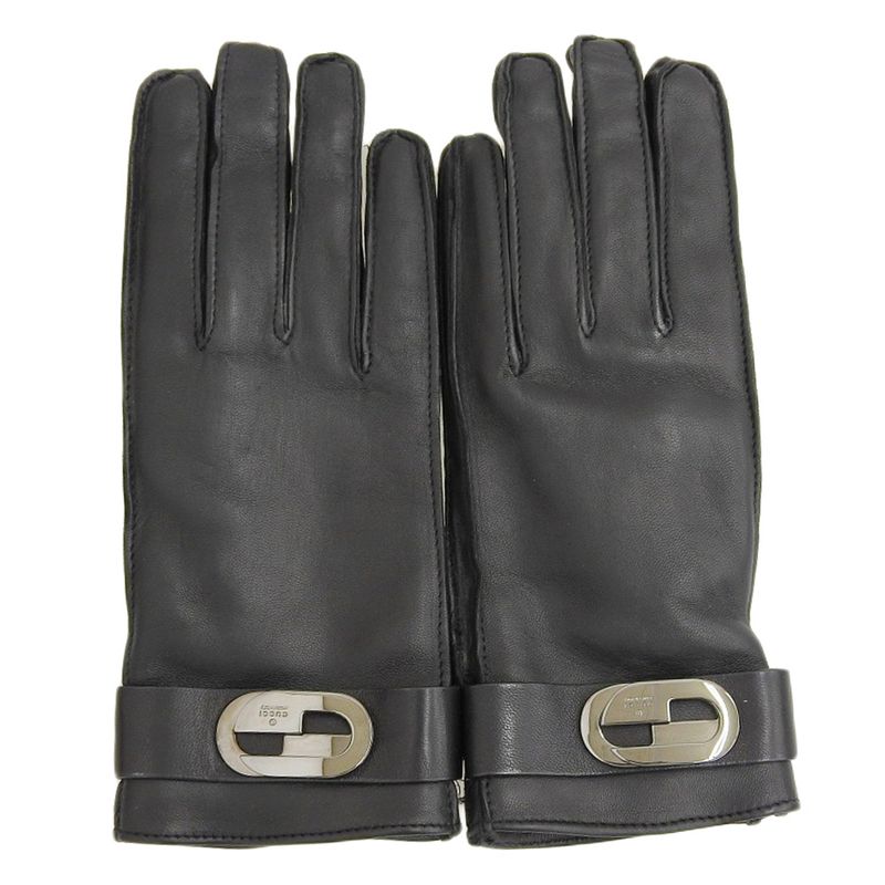 Unused Deadstock Gucci Tom Ford Period Logo Hardware Leather Gloves 7 Black