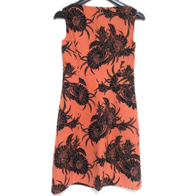 Prada Flower Print Sleeveless Above-knee Length Dress Size 38 Light Orange And