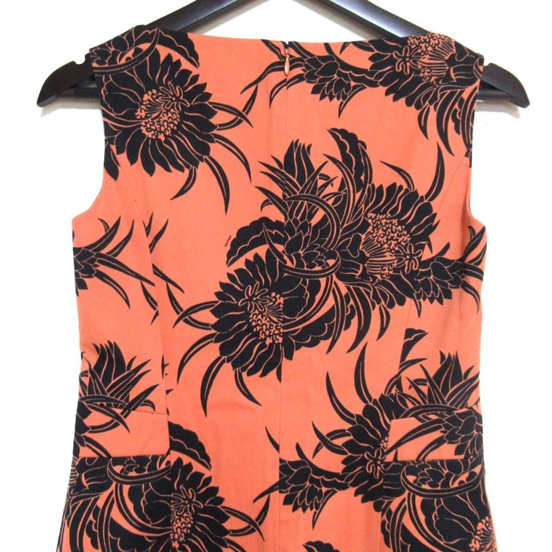 Prada Flower Print Sleeveless Above-knee Length Dress Size 38 Light Orange And
