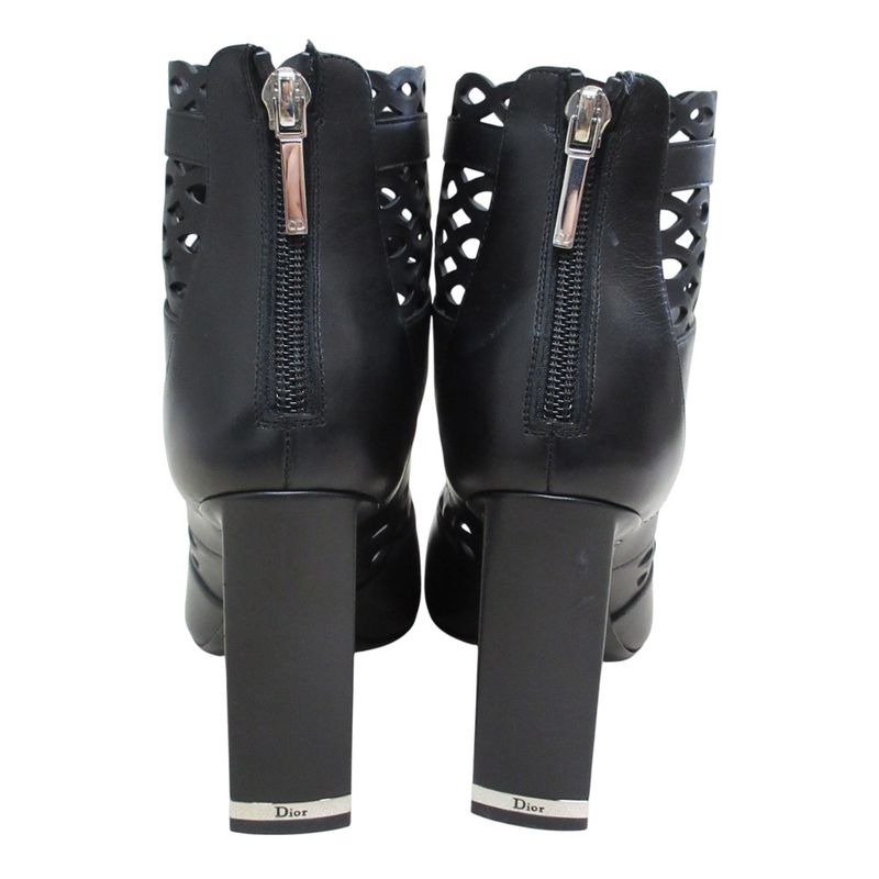 Christian Dior Tattoo Cutwork Open Toe Leather Booties Sandals 35 1/2D Equivalen